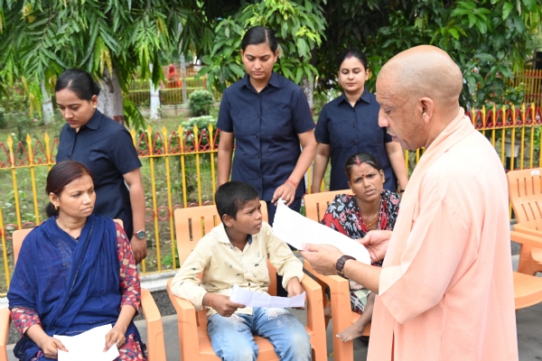 UP CM met people during Janta Darshan on Monday