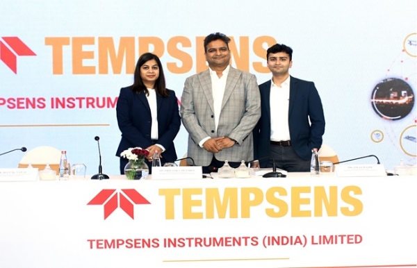CFO Priyanka Menaria, MD Vinay Rathi, and Lead Global Sales Aryan Rathi at the company’s IPO launch event in Mumbai.