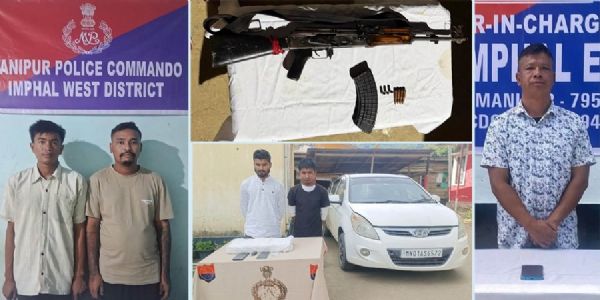 Manipur: Security Forces Arrest Four Cadres, Recover AK-56 Rifle and Suspected WY Tablets