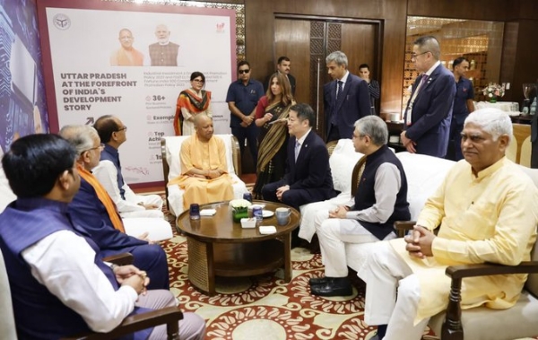 Yogi Adityanath, during a roundtable meeting with CEOs and business leaders at Uttar Pradesh-Japan Investment Meet 2026