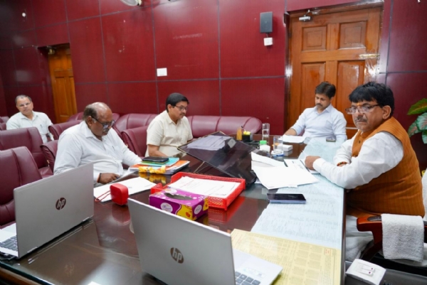 Review meet held with departmental officials and representatives of Deloitte in Assembly office on Monday