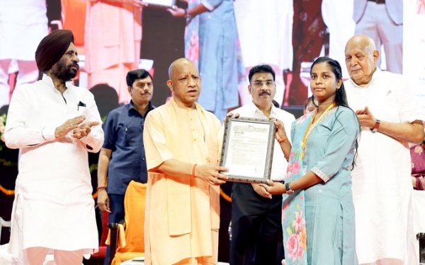 UP CM in a program organized in Lucknow for distribution of appointment letters on Tuesday