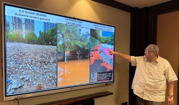 Amrish Patel, President, SVKM, highlights the present condition of the three sports and recreation sites, outlining the need for their upgradation and development into better sporting facilities for the community.