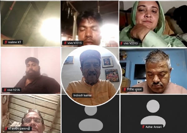 Indresh Kumar, senior RSS pracharak and guide of the Muslim Rashtriya Manch holds online meet
