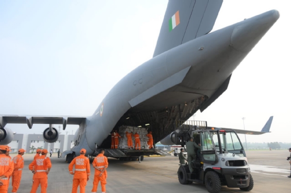 Relief supplies were dispatched to Nepal aboard an Indian aircraft. Relief supplies were dispatched to Nepal aboard an Indian aircraft.