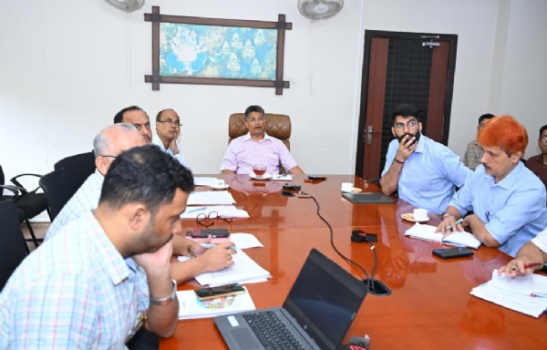 Agriculture and Irrigation Minister Pijush Hazarika on Thursday Chairing a Meeting.