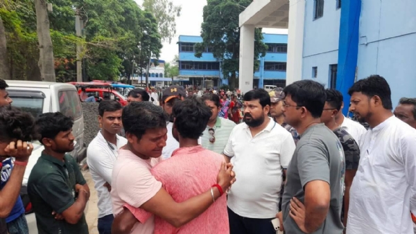MLA Biman Ghosh with others on the spot MLA Biman Ghosh with others on the spot