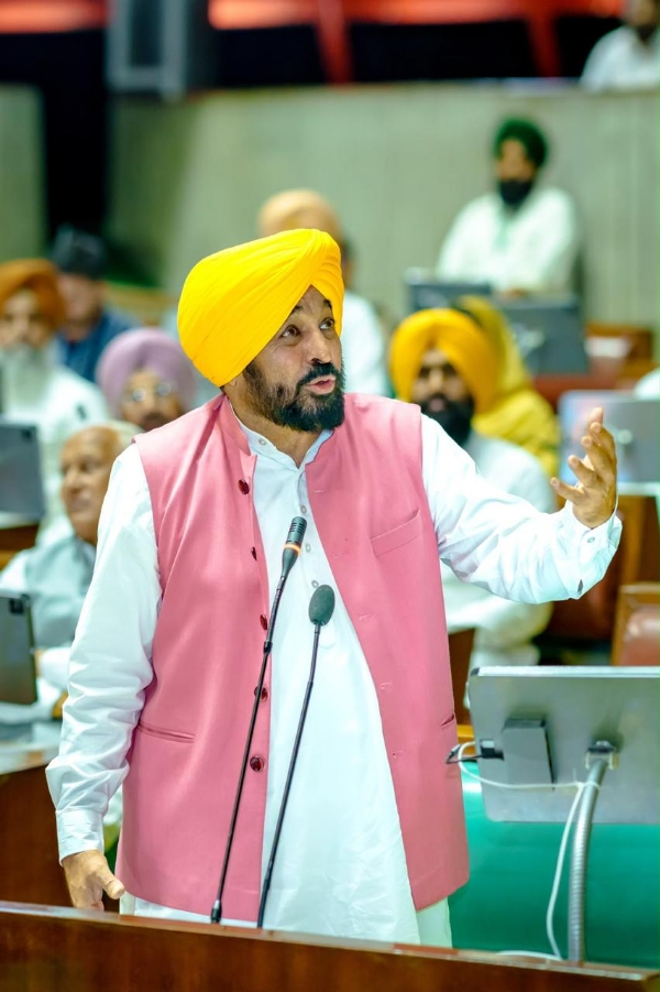 ਵਿਧਾਨ ਸਭਾ ਦੌਰਾਨ ਸੰਬੋਧਨ ਕਰਦੇ ਹੋਏ ਮੁੱਖ ਮੰਤਰੀ ਭਗਵੰਤ ਸਿੰਘ ਮਾਨ।