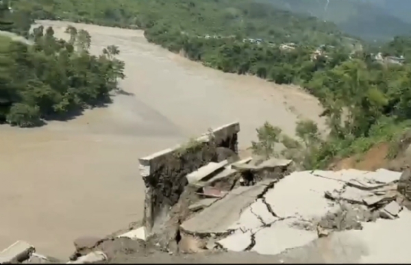 Rising Trishuli River Triggers Landslide at Krishnabhir, Blocks Prithvi Highway