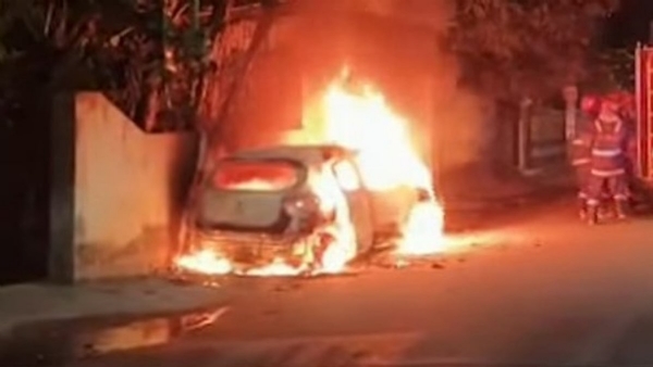 Car in flames as ex-serviceman dies