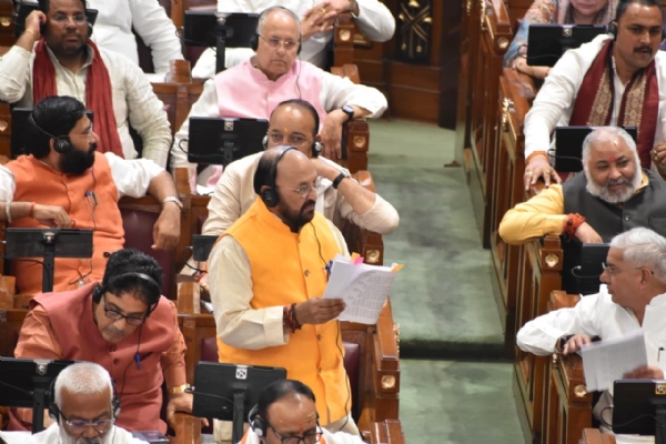 State Higher Education Minister Yogendra Upadhyaya speaking in UP Assembly on Tuesday State Higher Education Minister Yogendra Upadhyaya speaking in UP Assembly on Tuesday