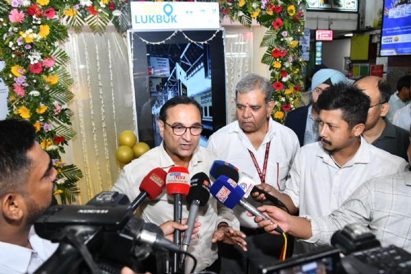 NFR GM Launching GoLukBuk Digital Travel Assistance Kiosks at Guwahati Station.