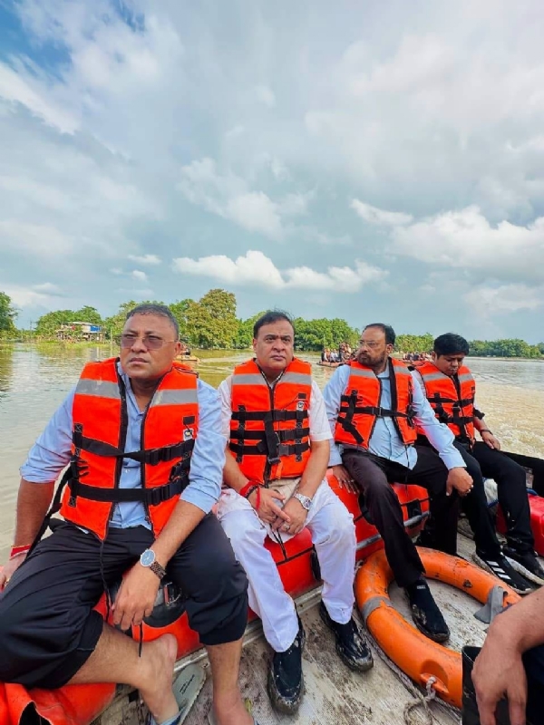 Assam CM Dr Himanta Biswa Sarma with ministers in Shivsagar District. Assam CM Dr Himanta Biswa Sarma with ministers in Shivsagar District.