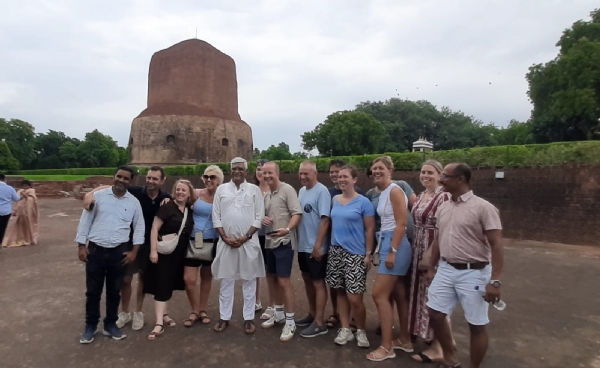 Minister Gajendra Singh Shekhawat visited historic Sarnath on Tuesday