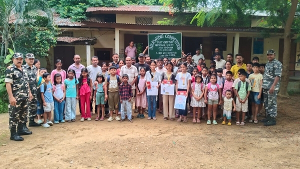 Image of the SSB Organising Tiranga Painting Competition at Govt School in Hojai. Image of the SSB Organising Tiranga Painting Competition at Govt School in Hojai.