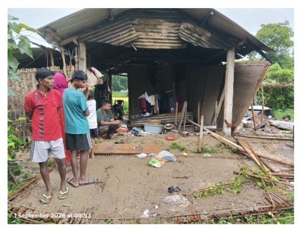 Image of the House Damaged by Wild Elephants In Sonitpur’s Rangapara.