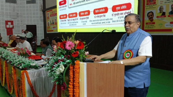 Arvind Bhalchand Mardikar, Chairman of the Hindusthan Samachar Group speaking at Bharatiya Bhasha Sammelan 2026