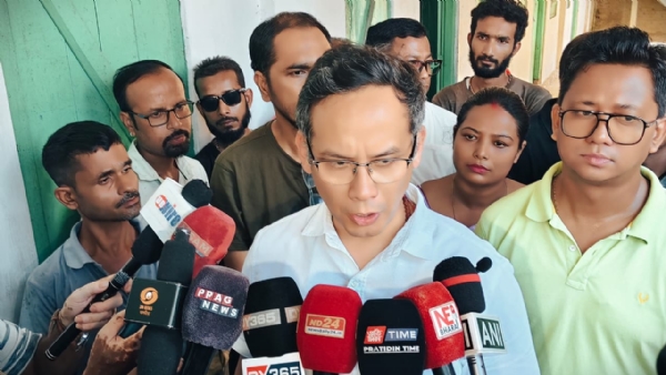 Congress MP Gaurav Gogoi Visiting Flood-Hit Areas in Majuli, Reviewing Ground Situation on Thursday.