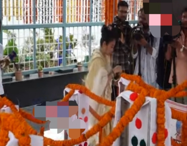 Garima Saikia Garg offering Prayers to Zubeen Garg at Zubeen Khetra. Garima Saikia Garg offering Prayers to Zubeen Garg at Zubeen Khetra.