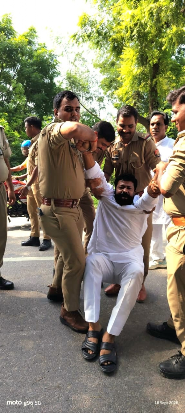Congress Gangapar district president Ashfaq Ahmed detained by police