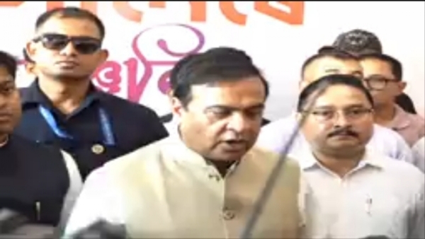 Assam CM Dr Himanta Biswa Sarma talking to media persons after blood donation.