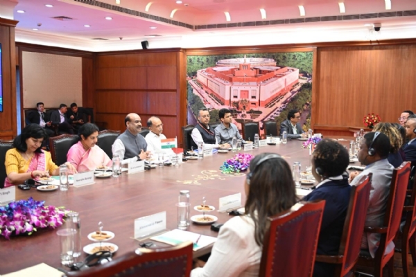 Speaker of Seychelles’ National Assembly Azarel Ernesta Meets Lok Sabha Speaker Om Birla with Delegation on Wednesday