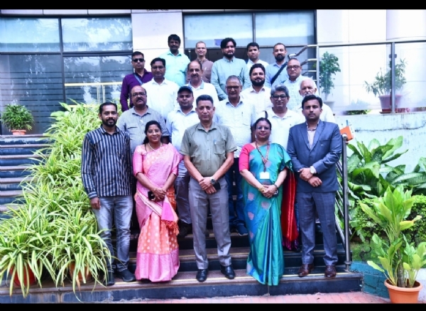Shruti Patil, Additional Director General of PIB Hyderabad, along with Joint Director Dr. Manas Krishnakant and other officials, outside the PIB office