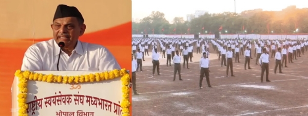 Dattatreya Hosabale addresses massive RSS volunteers’ gathering at Lal Parade Ground in Bhopal, urges society to recognise its strength and fulfil its responsibilities from the village to the nation