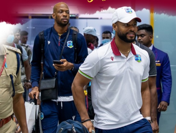 West Indies players arrive in Thiruvananthapuram ahead of the opening ODI of the series against India.
