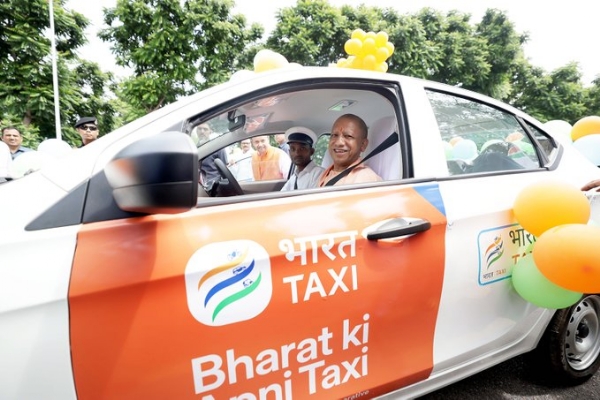 UP CM during launch event of Bharat Taxi