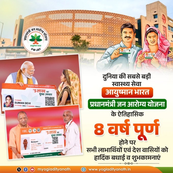 Ayushman Bharat Pradhan Mantri Jan Arogya Yojana (AB PM-JAY) completed 8 historic years on Wednesday