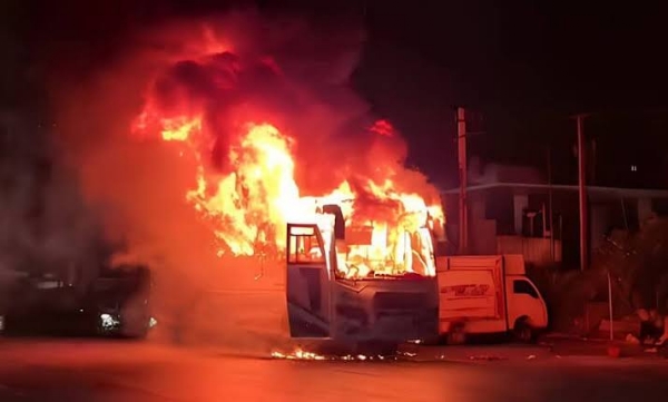 Hyderabad-Srisailam bus catches fire representation pic Hyderabad-Srisailam bus catches fire representation pic