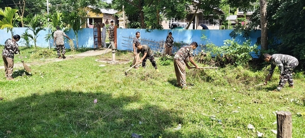 Image of the SSB Tree Plantation and Cleanliness Drive in Morigaon.