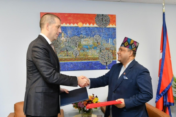 Foreign Ministers of Nepal and Serbia sign an agreement to strengthen bilateral cooperation.
