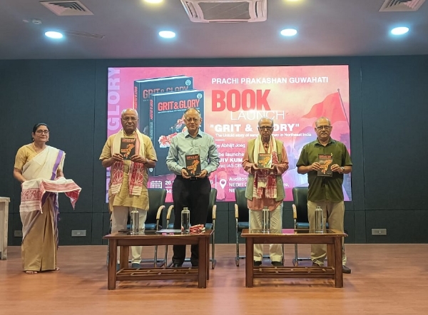 Guwahati: Image of the release ceremony of “Great and Glory”, a book on the RSS’s work in the Northeast.