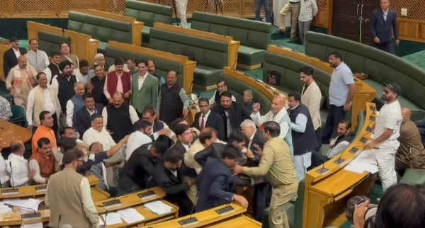 Four Protesting MLAs Marshalled Out Of J&K Assembly Four Protesting MLAs Marshalled Out Of J&K Assembly