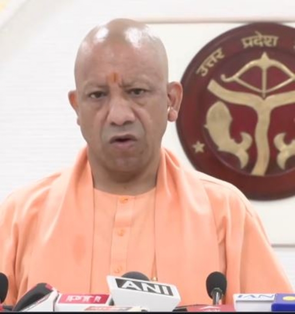Uttar Pradesh Chief Minister Yogi Adityanath holding press conference in Lucknow on Sunday
