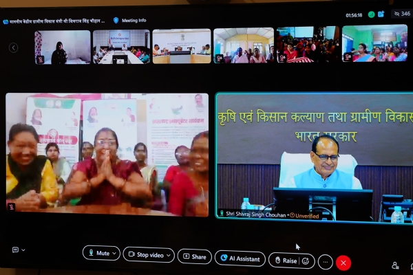 Union Minister Shivraj Singh Chouhan during a virtual meeting.
