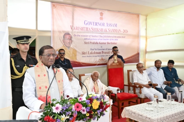 Assam Governor Felicitating State’s Senior-Most Retired Primary Teacher On Teachers’ Day.