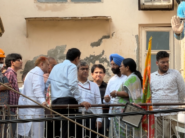 Delhi Chief Minister Rekha Gupta visits the Satya Niketan incident site on Monday morning to review the security arrangements and ongoing rescue and relief operations.