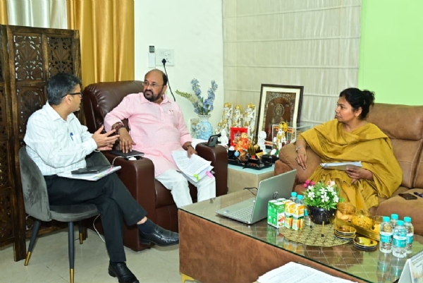 Minister Yogendra Upadhyay held a high-level meeting at his residence in Lucknow on Monday Minister Yogendra Upadhyay held a high-level meeting at his residence in Lucknow on Monday