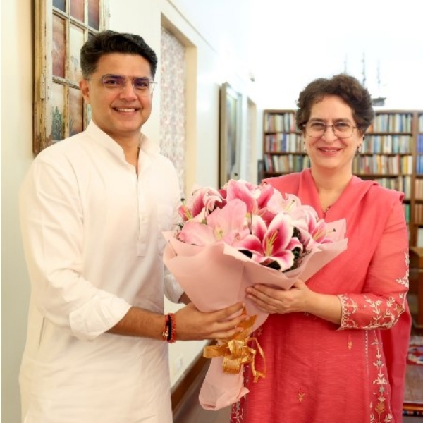 Sachin Pilot with Priyanka Gandhi